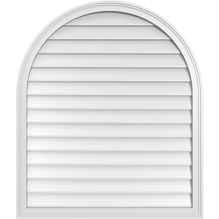 Ekena Millwork Round Top Surface Mount PVC Gable Vent w/ 2"W x 1-1/2"P Brickmould Frame, 36"W x 42"H GVPRT36X4202SN
